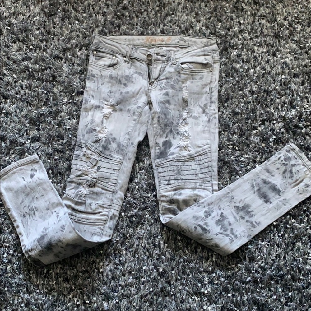 Acid wash tie dyed jeans